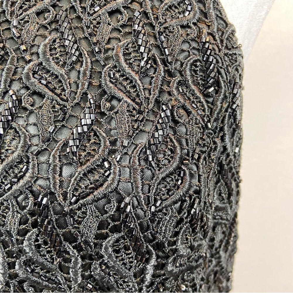 Carmen Marc Valvo Brand Black Beaded Formal Top Size 10 - Picture 8 of 13